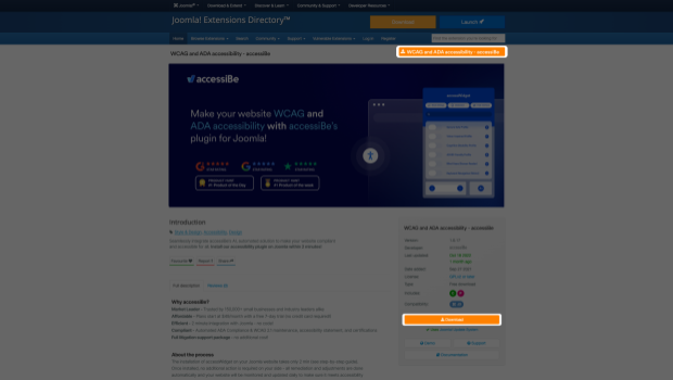 Screenshot of download plugin